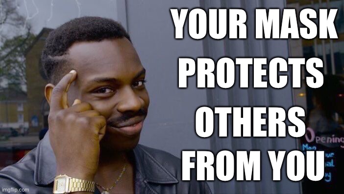 Your mask protects others from you | YOUR MASK; PROTECTS; OTHERS; FROM YOU | image tagged in memes,roll safe think about it | made w/ Imgflip meme maker