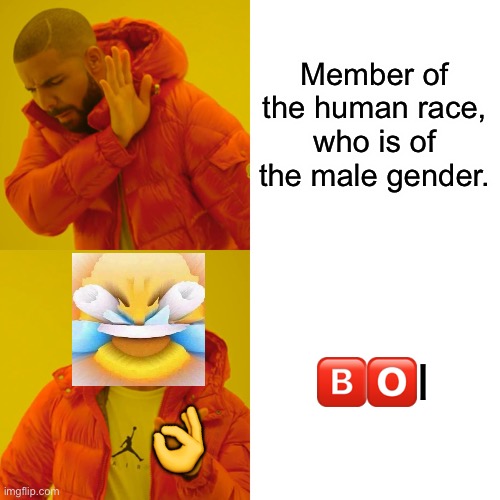 Drake is a ?️?️I | Member of the human race, who is of the male gender. 🅱️🅾️I; 👌 | image tagged in memes,drake hotline bling,boi | made w/ Imgflip meme maker