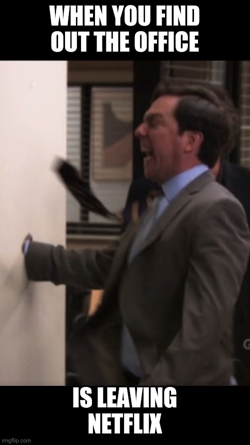 When you find out The Office is leaving Nettlix | WHEN YOU FIND OUT THE OFFICE; IS LEAVING NETFLIX | image tagged in netflix,the office,sad | made w/ Imgflip meme maker