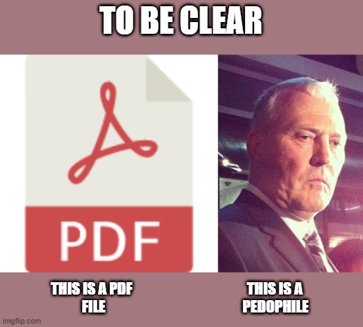 TO BE CLEAR; THIS IS A PDF                                         THIS IS A          
           FILE                                                 PEDOPHILE | image tagged in bill blair pdf | made w/ Imgflip meme maker