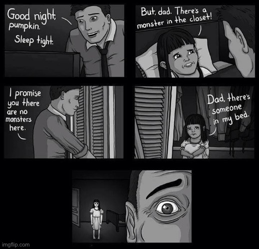 Someone in my bed | image tagged in scary,comics | made w/ Imgflip meme maker