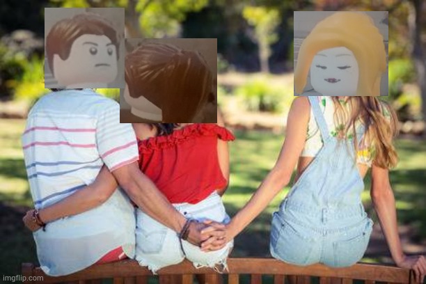 Brown hair couple vs ginger hair girl | image tagged in cheater on the downlow | made w/ Imgflip meme maker