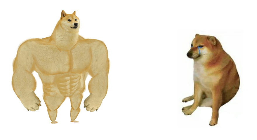 buff doge vs weak doge Blank Meme Template