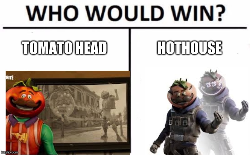 TH VS HH | TOMATO HEAD; HOTHOUSE | image tagged in memes,who would win | made w/ Imgflip meme maker