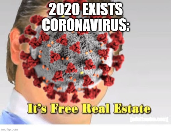 2020 EXISTS
CORONAVIRUS: | made w/ Imgflip meme maker