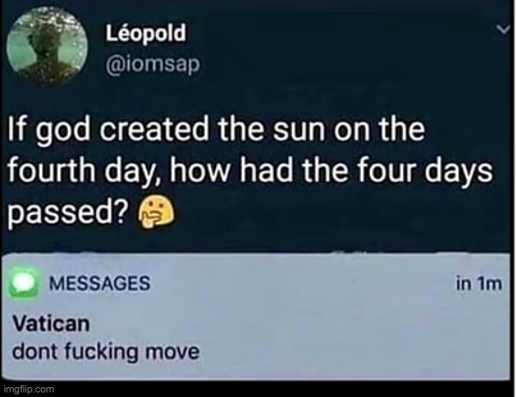 O_O | image tagged in twitter,memes,funny,repost,vatican,baby jesus for moderator | made w/ Imgflip meme maker