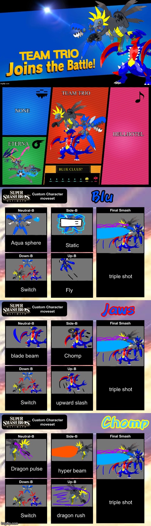 I like making movesets with multiple characters | made w/ Imgflip meme maker