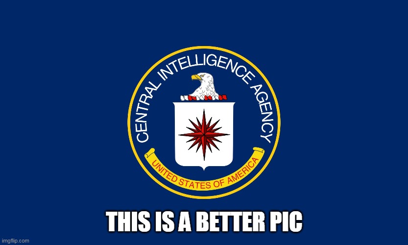 Central Intelligence Agency CIA | THIS IS A BETTER PIC | image tagged in central intelligence agency cia | made w/ Imgflip meme maker