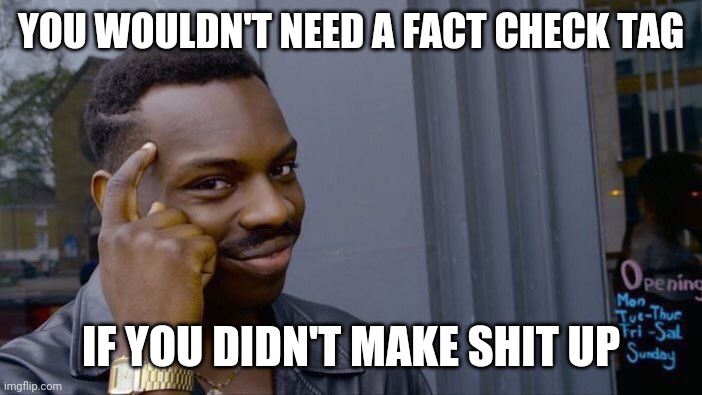 Roll Safe Think About It Meme | YOU WOULDN'T NEED A FACT CHECK TAG IF YOU DIDN'T MAKE SHIT UP | image tagged in memes,roll safe think about it | made w/ Imgflip meme maker