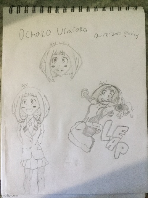 I did a profile page for Uraraka in my sketchbook | image tagged in bnha | made w/ Imgflip meme maker