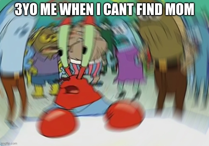 Mr Krabs Blur Meme Meme | 3YO ME WHEN I CANT FIND MOM | image tagged in memes,mr krabs blur meme | made w/ Imgflip meme maker