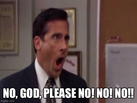 No! Please God no! | NO, GOD, PLEASE NO! NO! NO!! | image tagged in no please god no | made w/ Imgflip meme maker