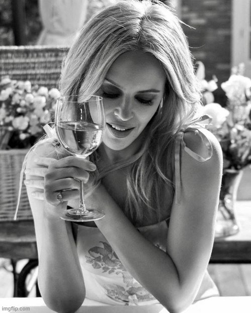 Classy one in black & white, promoting her new range of wines. | image tagged in kylie wine,classy,wine,wine drinker,photography,black and white | made w/ Imgflip meme maker