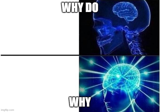 Expanding Brain Two Frames | WHY DO WHY | image tagged in expanding brain two frames | made w/ Imgflip meme maker