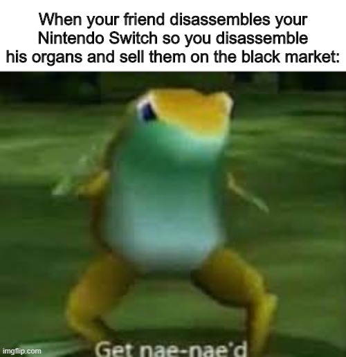 Get Nae-Naed | When your friend disassembles your Nintendo Switch so you disassemble his organs and sell them on the black market: | image tagged in get nae-naed | made w/ Imgflip meme maker