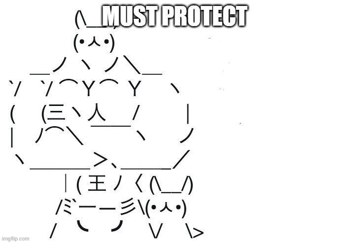 Buff bunny | MUST PROTECT | image tagged in buff bunny | made w/ Imgflip meme maker