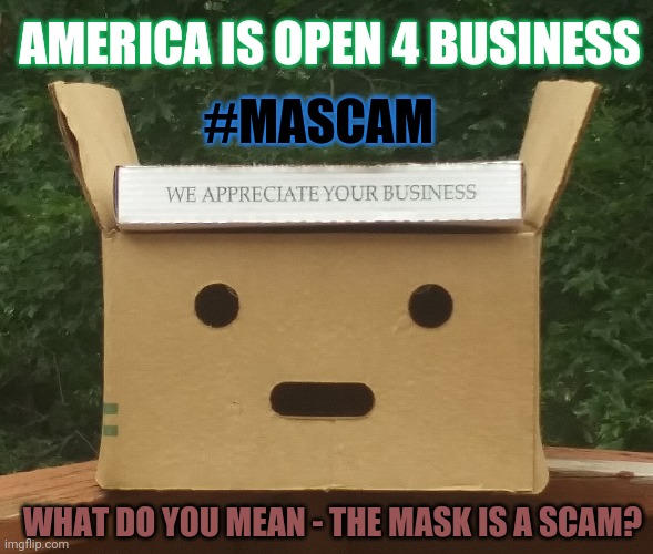 Commit National Suicide B4 COVID Kills USAll? Can't Breathe = 6 Feet Under. #MASCAM | #MASCAM; AMERICA IS OPEN 4 BUSINESS; WHAT DO YOU MEAN - THE MASK IS A SCAM? | image tagged in mascam,covid-19,the mask,scam,maga,the great awakening | made w/ Imgflip meme maker