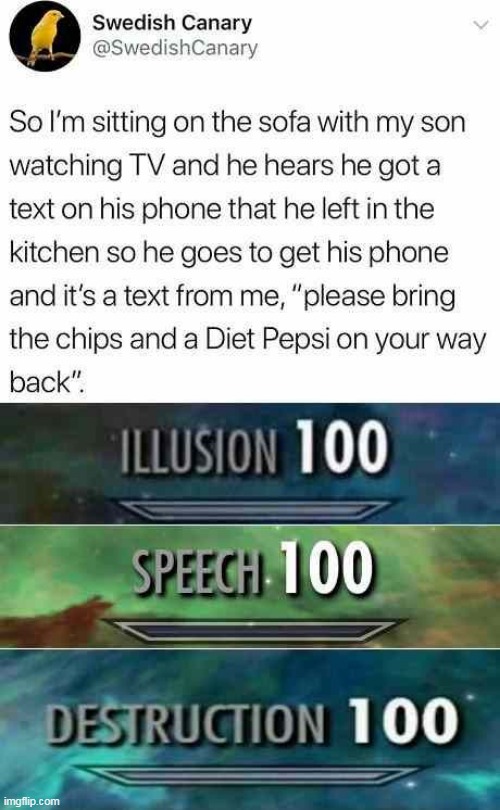 Illusion, destruction, speech 100 | image tagged in illusion destruction speech 100 | made w/ Imgflip meme maker