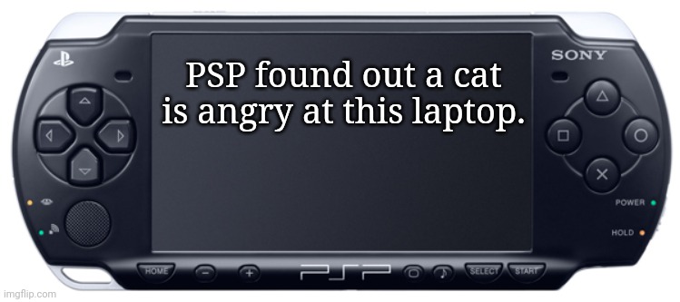 Sony PSP-2000 | PSP found out a cat is angry at this laptop. | image tagged in sony psp-2000 | made w/ Imgflip meme maker