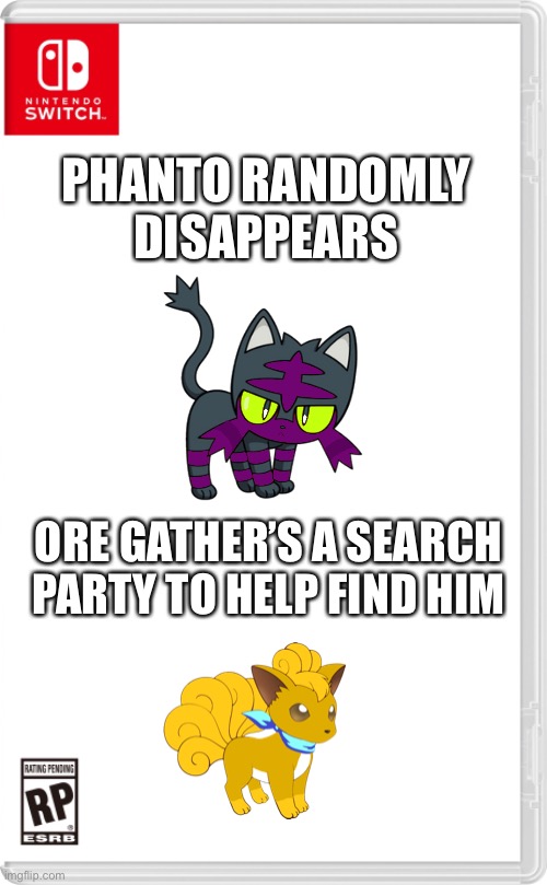 Not good | PHANTO RANDOMLY DISAPPEARS; ORE GATHER’S A SEARCH PARTY TO HELP FIND HIM | image tagged in nintendo switch cartridge case | made w/ Imgflip meme maker
