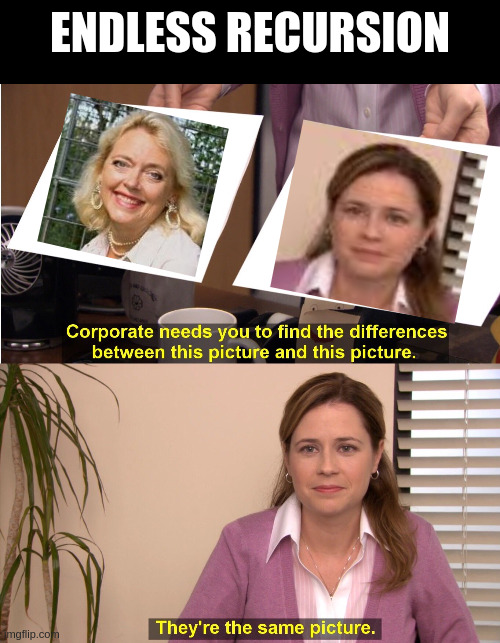 They're The Same Picture Meme | ENDLESS RECURSION | image tagged in memes,they're the same picture | made w/ Imgflip meme maker