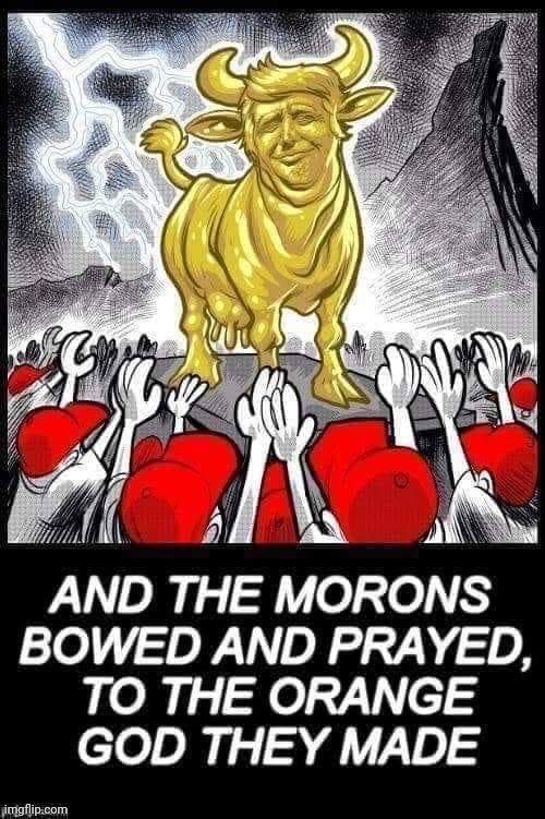The god of the morons | image tagged in donald trump,trump supporters,conservatives,liberals,republicans | made w/ Imgflip meme maker