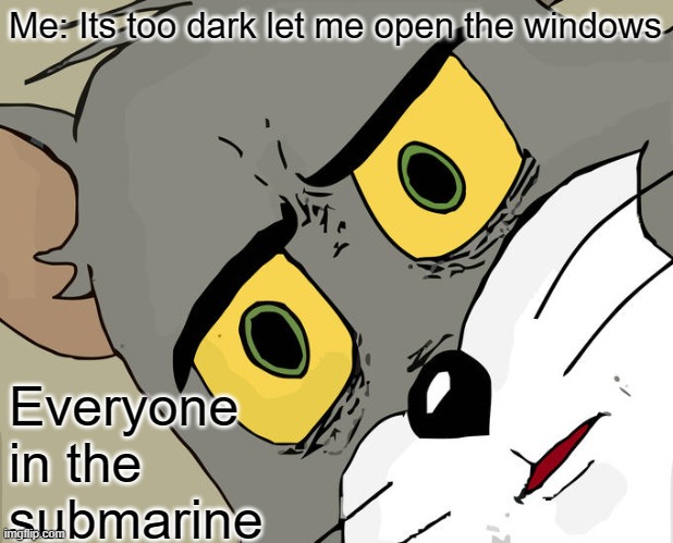 Unsettled Tom | Me: Its too dark let me open the windows; Everyone in the submarine | image tagged in memes,unsettled tom | made w/ Imgflip meme maker
