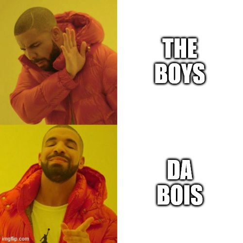 Drake Blank | THE BOYS; DA BOIS | image tagged in drake blank | made w/ Imgflip meme maker