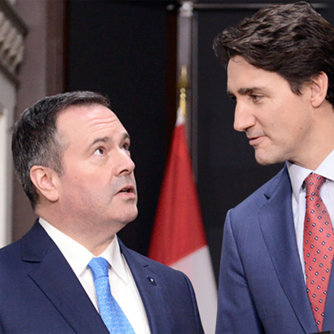 Jason Kenney Looks Up to Justin Trudeau Blank Meme Template