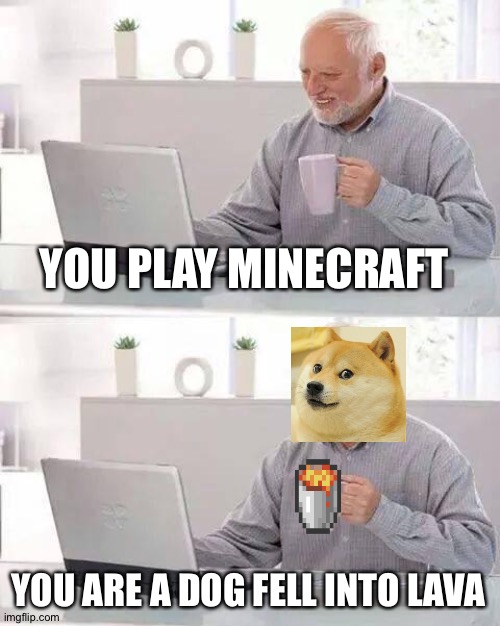 OH no it is too hot | YOU PLAY MINECRAFT; YOU ARE A DOG FELL INTO LAVA | image tagged in memes,minecraft,doge,death | made w/ Imgflip meme maker