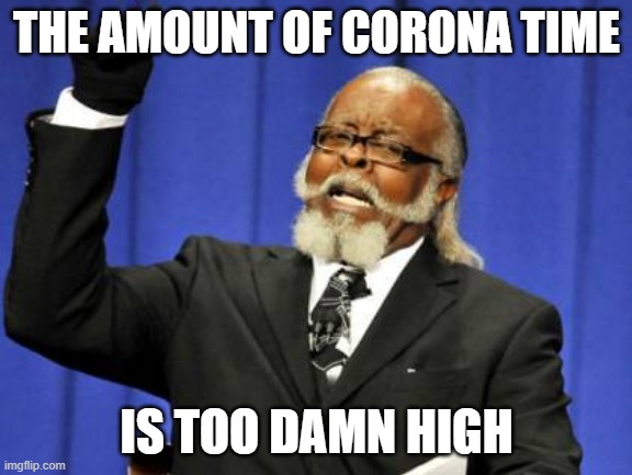 Corona time | THE AMOUNT OF CORONA TIME; IS TOO DAMN HIGH | image tagged in memes,too damn high,corona virus,funny,funny memes | made w/ Imgflip meme maker