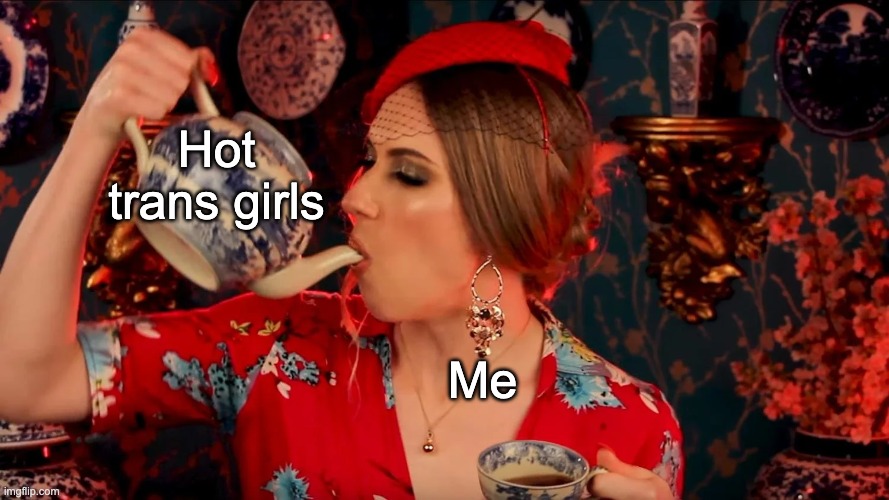 Contrapoints Tea | Hot trans girls Me | image tagged in contrapoints tea | made w/ Imgflip meme maker