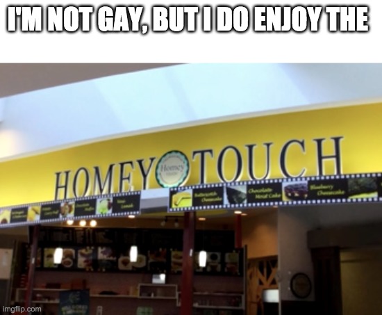 The Homey Touch | I'M NOT GAY, BUT I DO ENJOY THE | image tagged in homey touch,memes,funny,baby jesus,frontpage | made w/ Imgflip meme maker