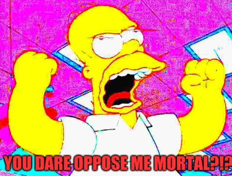 You dare oppose me mortal?!? Homer Simpson Edition Blank Meme Template