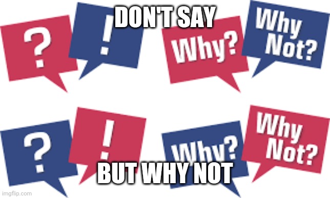 Why and why not | DON'T SAY; BUT WHY NOT | image tagged in what do we want | made w/ Imgflip meme maker