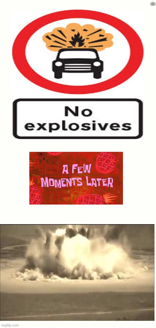 BOOM | 5 SECONDS LATER | image tagged in explosion,dumb | made w/ Imgflip meme maker