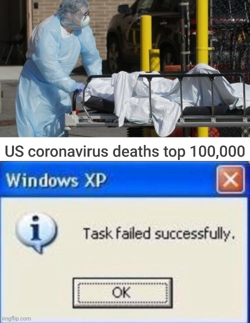The US response to the the coronavirus | image tagged in task failed successfully,coronavirus | made w/ Imgflip meme maker