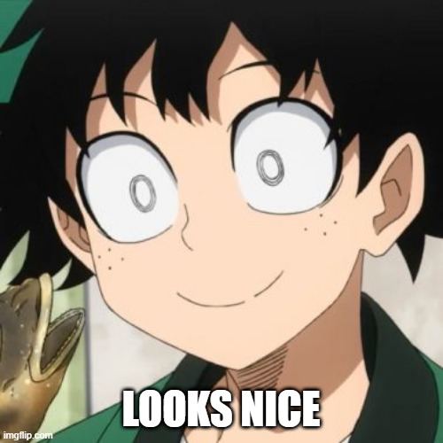 Triggered Deku | LOOKS NICE | image tagged in triggered deku | made w/ Imgflip meme maker