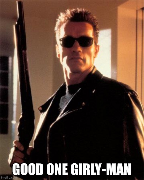 Terminator 2 | GOOD ONE GIRLY-MAN | image tagged in terminator 2 | made w/ Imgflip meme maker