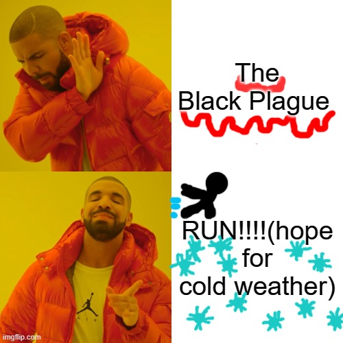 Drake Hotline Bling | The Black Plague; RUN!!!!(hope for cold weather) | image tagged in memes,drake hotline bling | made w/ Imgflip meme maker