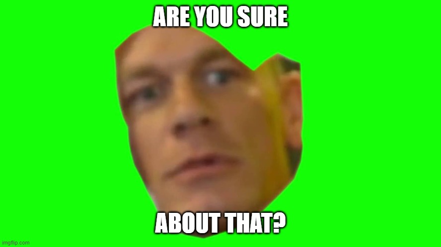 Are you sure about that? (Cena) | ARE YOU SURE ABOUT THAT? | image tagged in are you sure about that cena | made w/ Imgflip meme maker