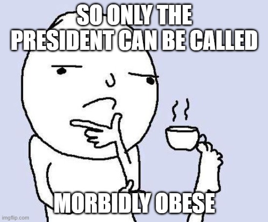 thinking meme | SO ONLY THE PRESIDENT CAN BE CALLED MORBIDLY OBESE | image tagged in thinking meme | made w/ Imgflip meme maker