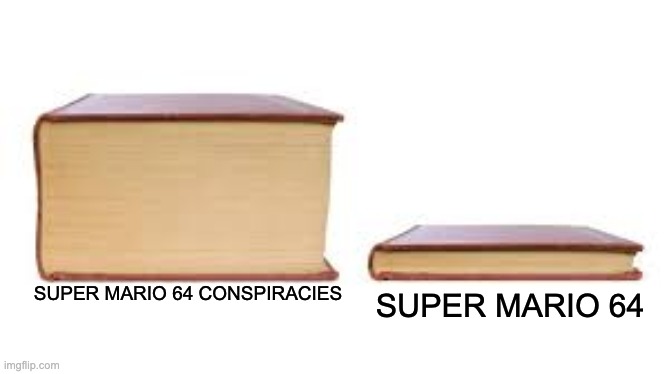 mario 64 is more sinister than you may realise. | SUPER MARIO 64 CONSPIRACIES; SUPER MARIO 64 | image tagged in big book small book | made w/ Imgflip meme maker