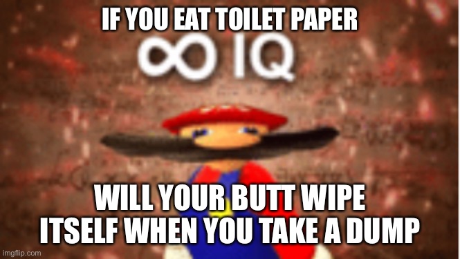 New Meme Template, Check it Out | IF YOU EAT TOILET PAPER; WILL YOUR BUTT WIPE ITSELF WHEN YOU TAKE A DUMP | image tagged in infinite iq | made w/ Imgflip meme maker