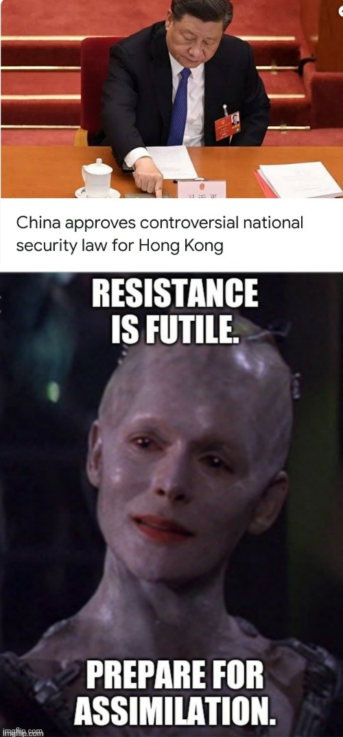 Master Plan - Piece by Piece | image tagged in china,borg,totalitarian,capitalist communists | made w/ Imgflip meme maker