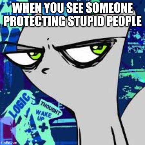 my life | WHEN YOU SEE SOMEONE PROTECTING STUPID PEOPLE | image tagged in foamy | made w/ Imgflip meme maker