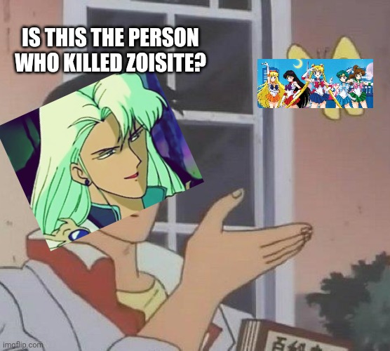 I know but it's true | IS THIS THE PERSON WHO KILLED ZOISITE? | image tagged in memes,is this a pigeon,sailor moon | made w/ Imgflip meme maker