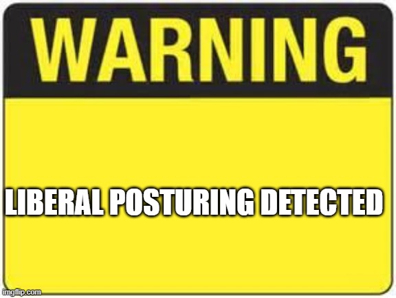 blank warning sign | LIBERAL POSTURING DETECTED | image tagged in blank warning sign | made w/ Imgflip meme maker