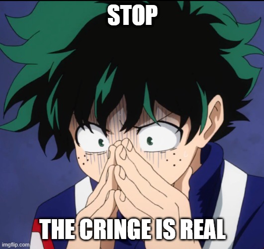 Suffering Deku | STOP THE CRINGE IS REAL | image tagged in suffering deku | made w/ Imgflip meme maker