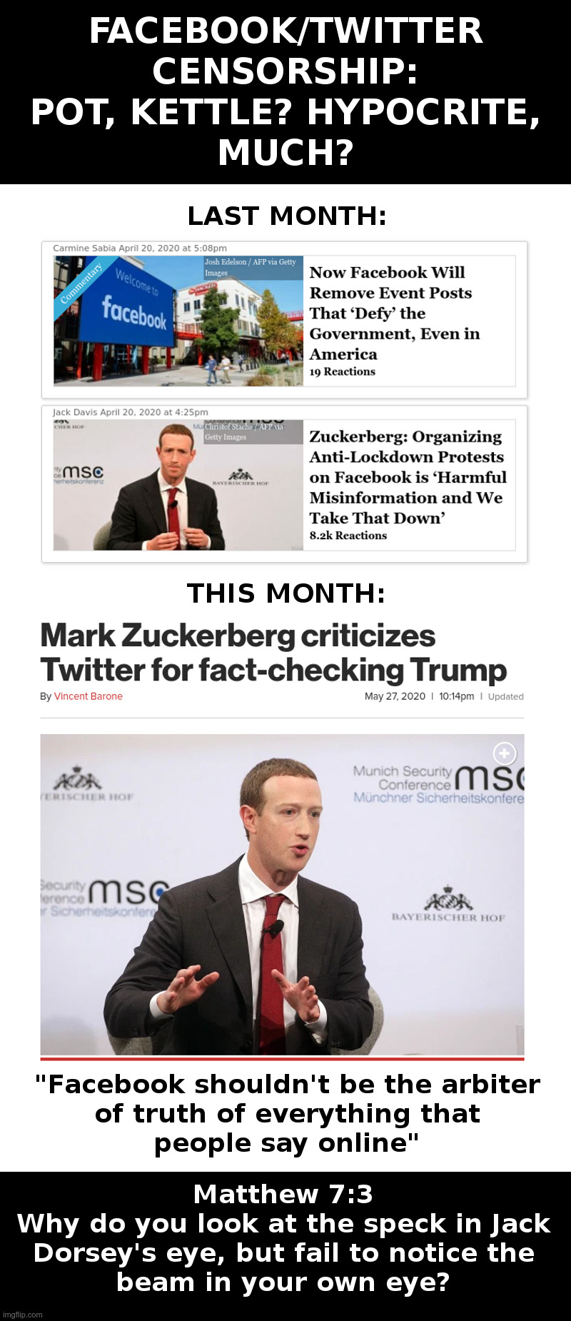Facebook/Twitter Censorship: Pot, Kettle? Hypocrite, Much? | image tagged in facebook,twitter,jack dorsey,mark zuckerberg,hypocrite,and thats a fact | made w/ Imgflip meme maker